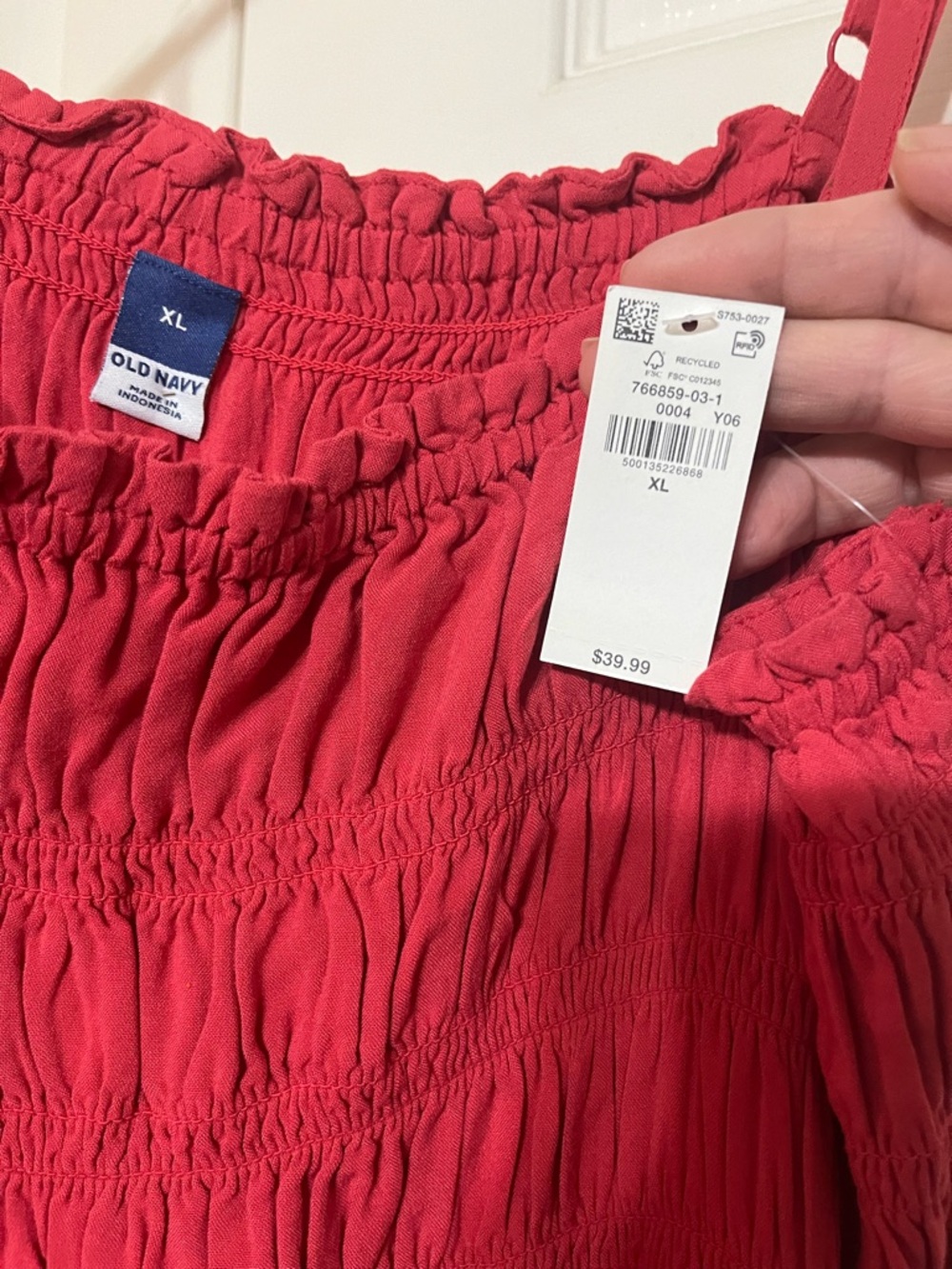 Old Navy Red Smocked Maxi Dress with Adjustable Straps - Picture 4 of 5